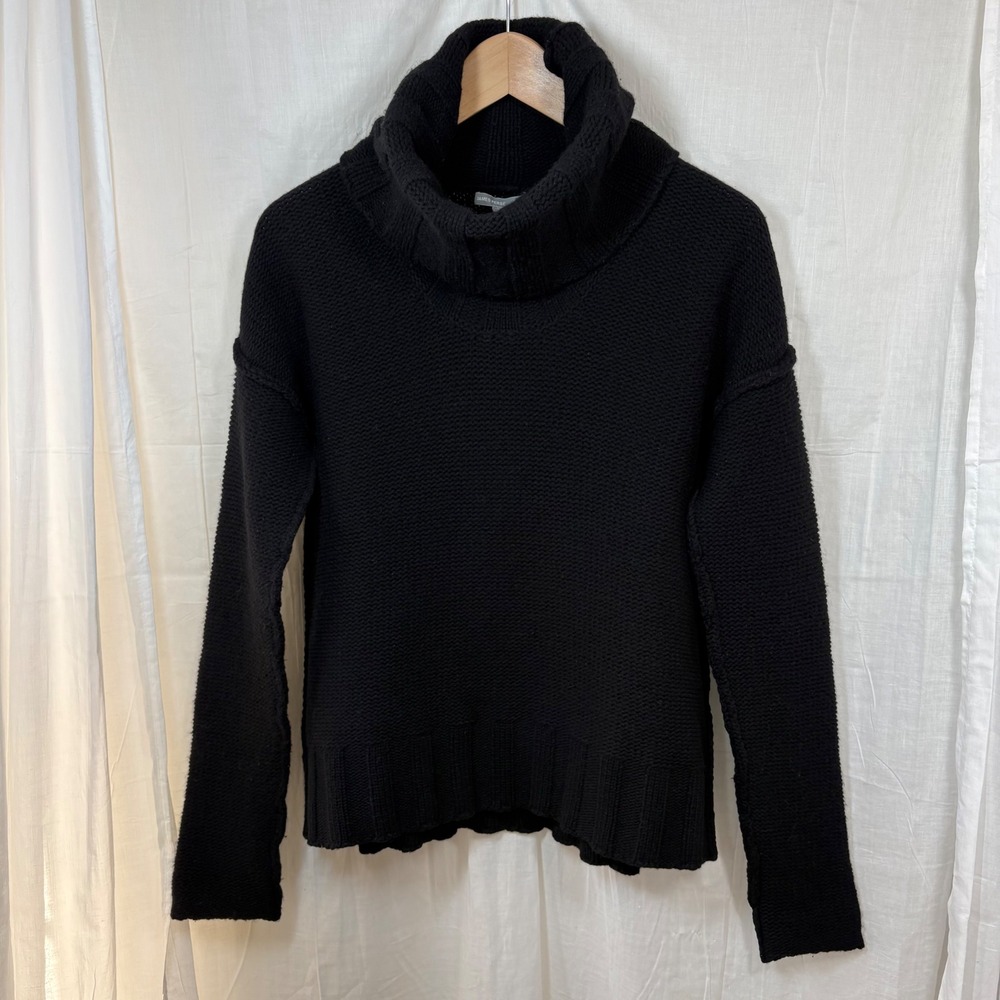 James Perse Wool Cashmere Blend Turtleneck Cowl Neck Sweater Black Size 2 Size M